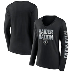 Women's Hometown Sweep Long Sleeve V-Neck T-Shirt - Las Vegas Raiders