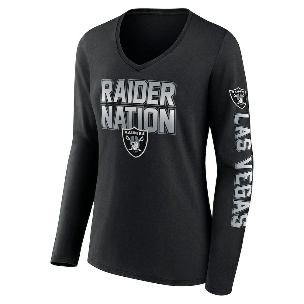 Women's Hometown Sweep Long Sleeve V-Neck T-Shirt - Las Vegas Raiders
