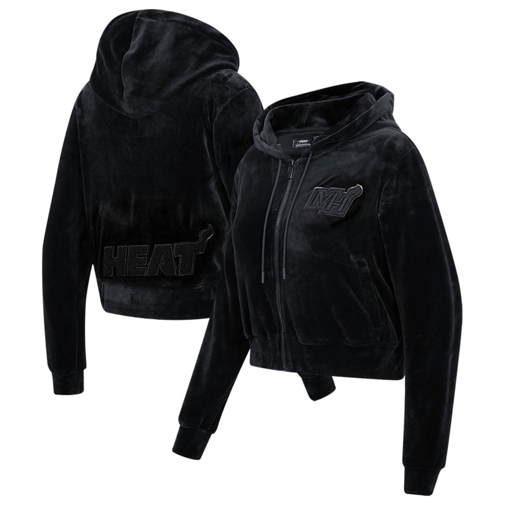 NBA Miami Heat Pro Standard Women's Triple Black Velour Full-Zip Hoodie cheap