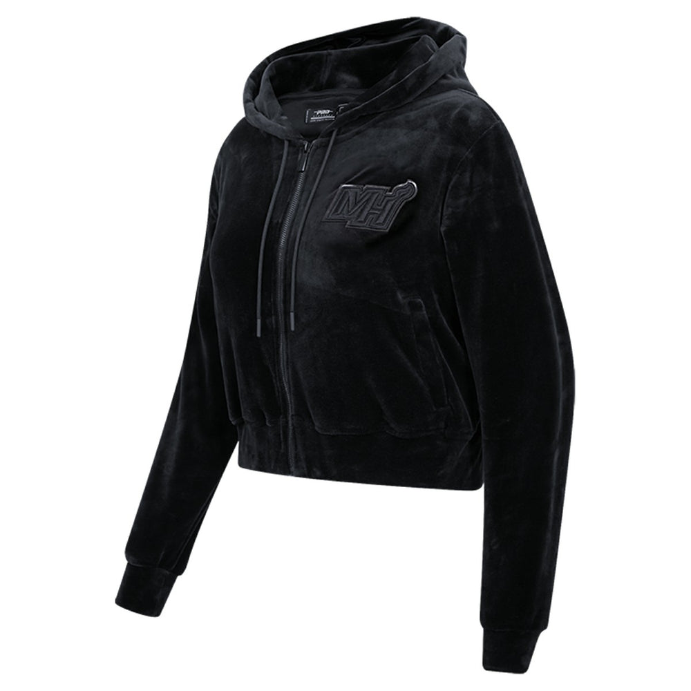 NBA Miami Heat Pro Standard Women's Triple Black Velour Full-Zip Hoodie cheap