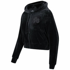 NBA Philadelphia 76ers Pro Standard Women's Triple Black Velour Full-Zip Hoodie discount