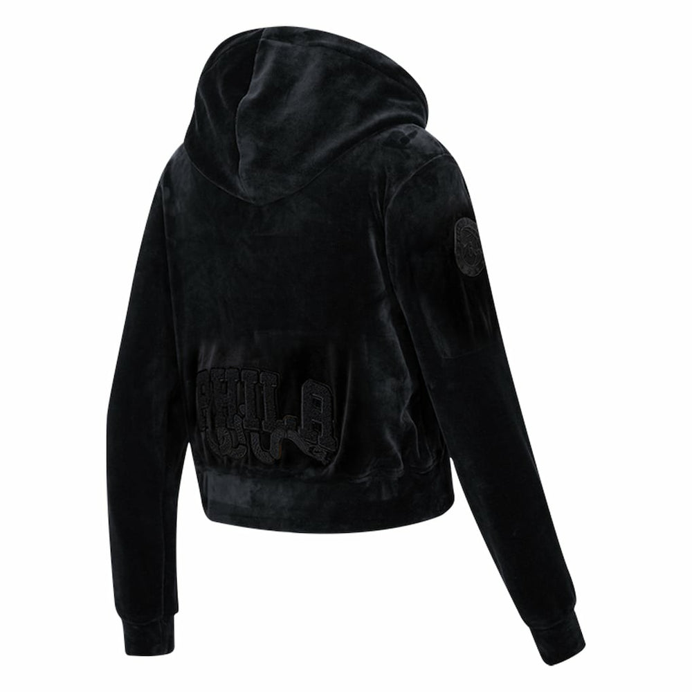 NBA Philadelphia 76ers Pro Standard Women's Triple Black Velour Full-Zip Hoodie discount