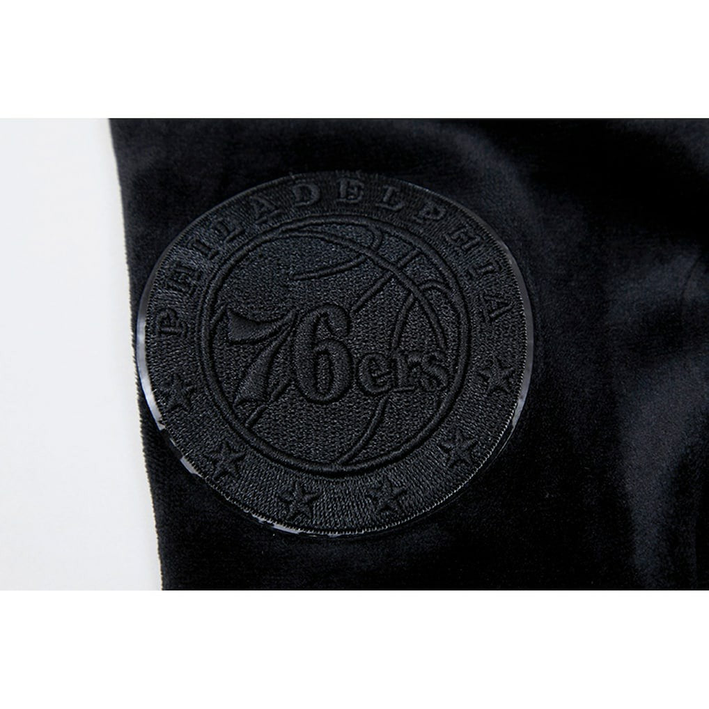 NBA Philadelphia 76ers Pro Standard Women's Triple Black Velour Full-Zip Hoodie discount