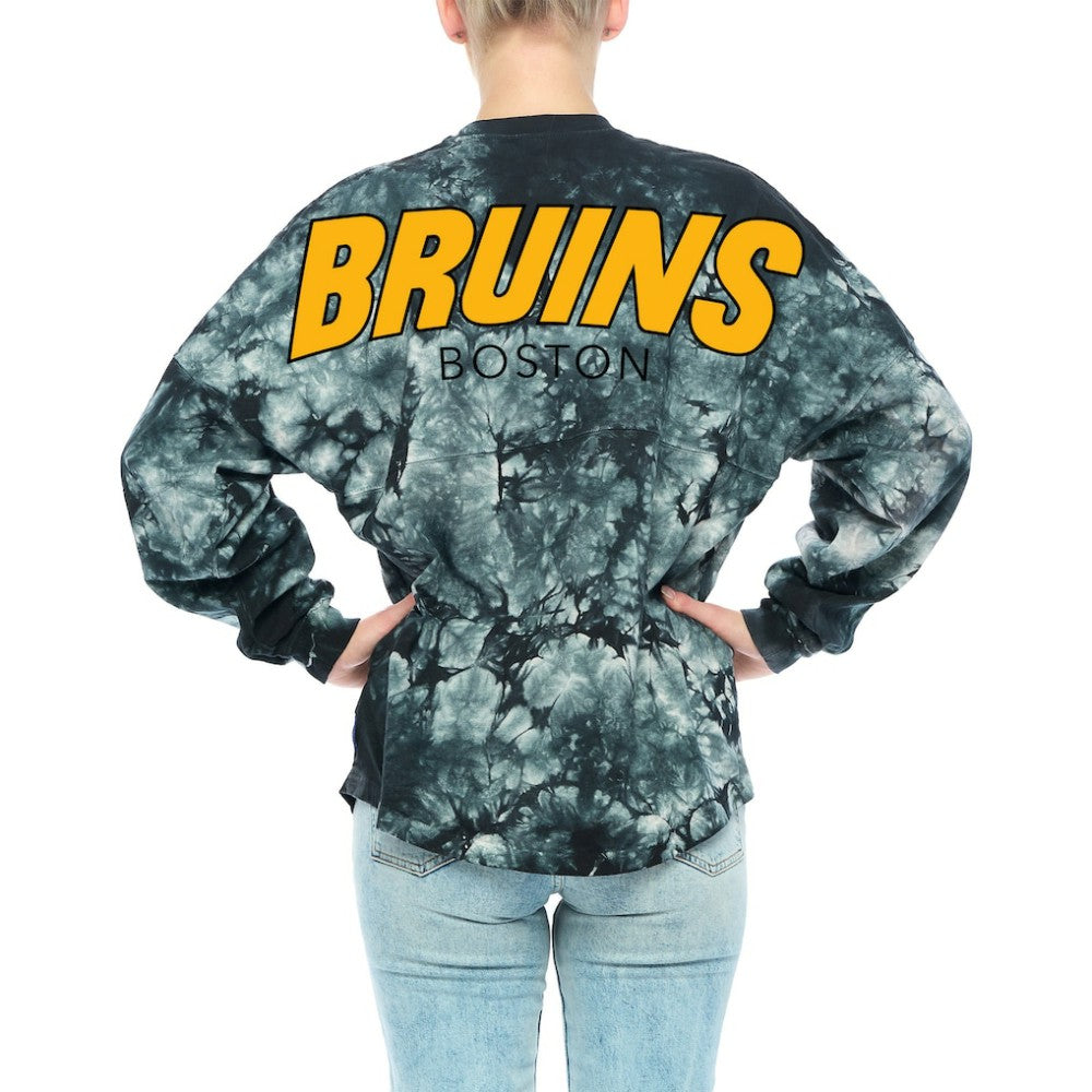 NHL Black Boston Bruins Fanatics Women's Crystal-Dye Long Sleeve T-Shirt