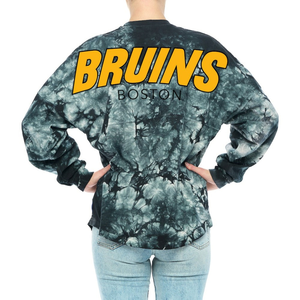 NHL Black Boston Bruins Fanatics Women's Crystal-Dye Long Sleeve T-Shirt