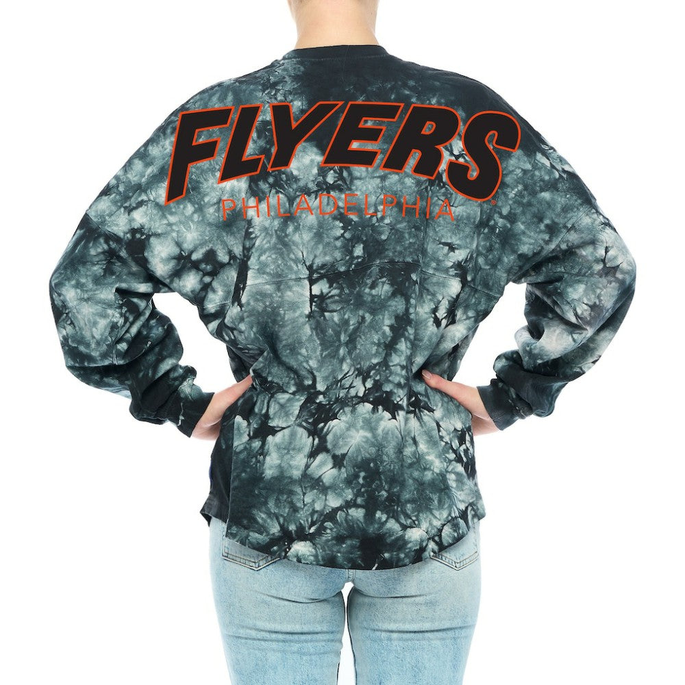 NHL Black Philadelphia Flyers Fanatics Women's Crystal-Dye Long Sleeve T-Shirt