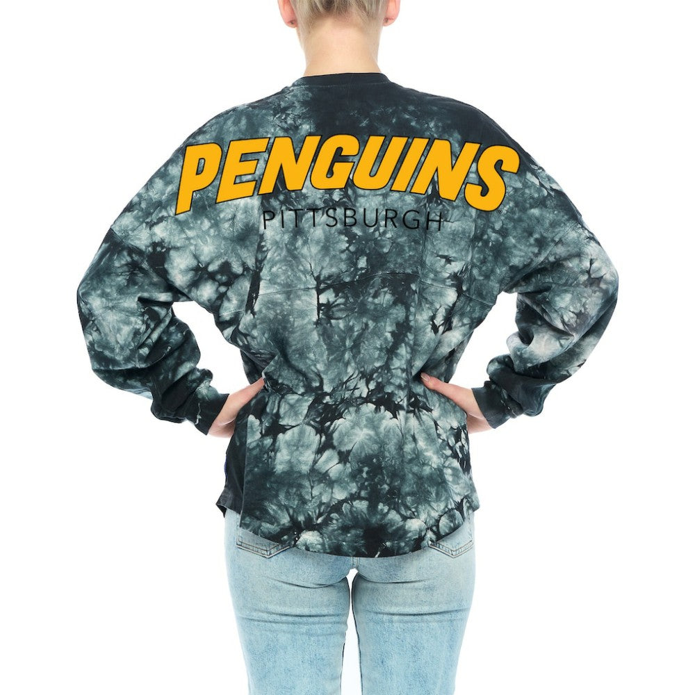 NHL Black Pittsburgh Penguins Fanatics Women's Crystal-Dye Long Sleeve T-Shirt