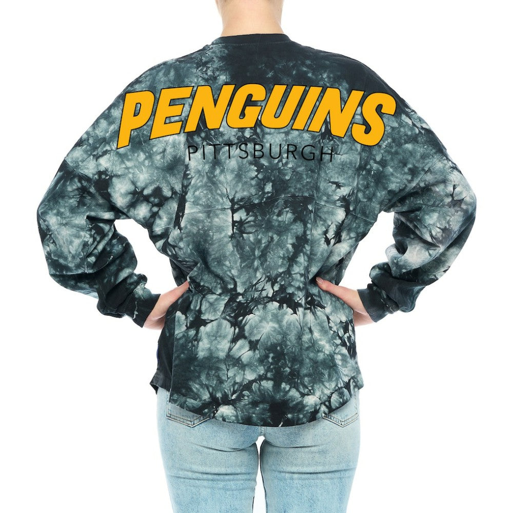 NHL Black Pittsburgh Penguins Fanatics Women's Crystal-Dye Long Sleeve T-Shirt