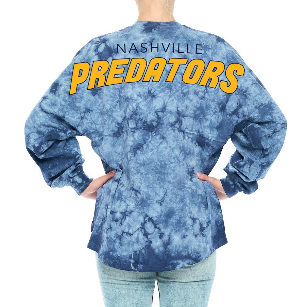 NHL Navy Nashville Predators Fanatics Women's Crystal-Dye Long Sleeve T-Shirt