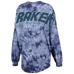 NHL Deep Sea Blue Seattle Kraken Fanatics Women's Crystal-Dye Long Sleeve T-Shirt
