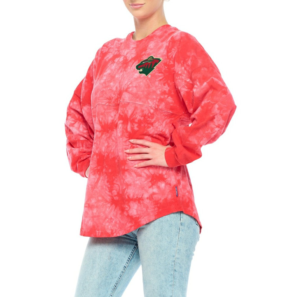 NHL Red Minnesota Wild Fanatics Women's Crystal-Dye Long Sleeve T-Shirt