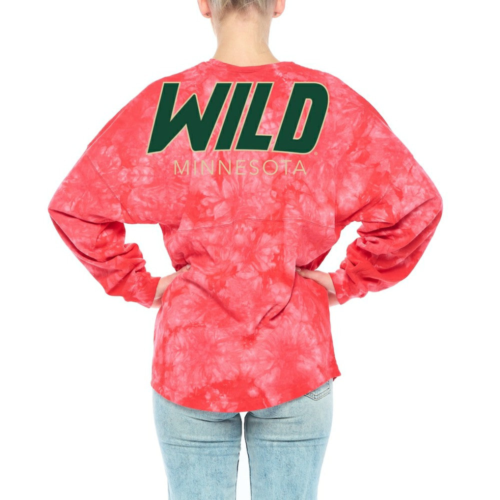 NHL Red Minnesota Wild Fanatics Women's Crystal-Dye Long Sleeve T-Shirt