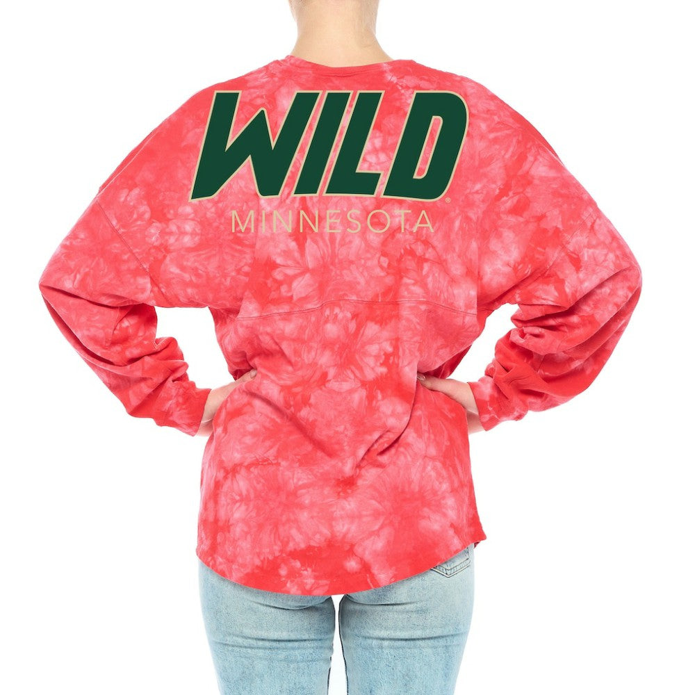 NHL Red Minnesota Wild Fanatics Women's Crystal-Dye Long Sleeve T-Shirt