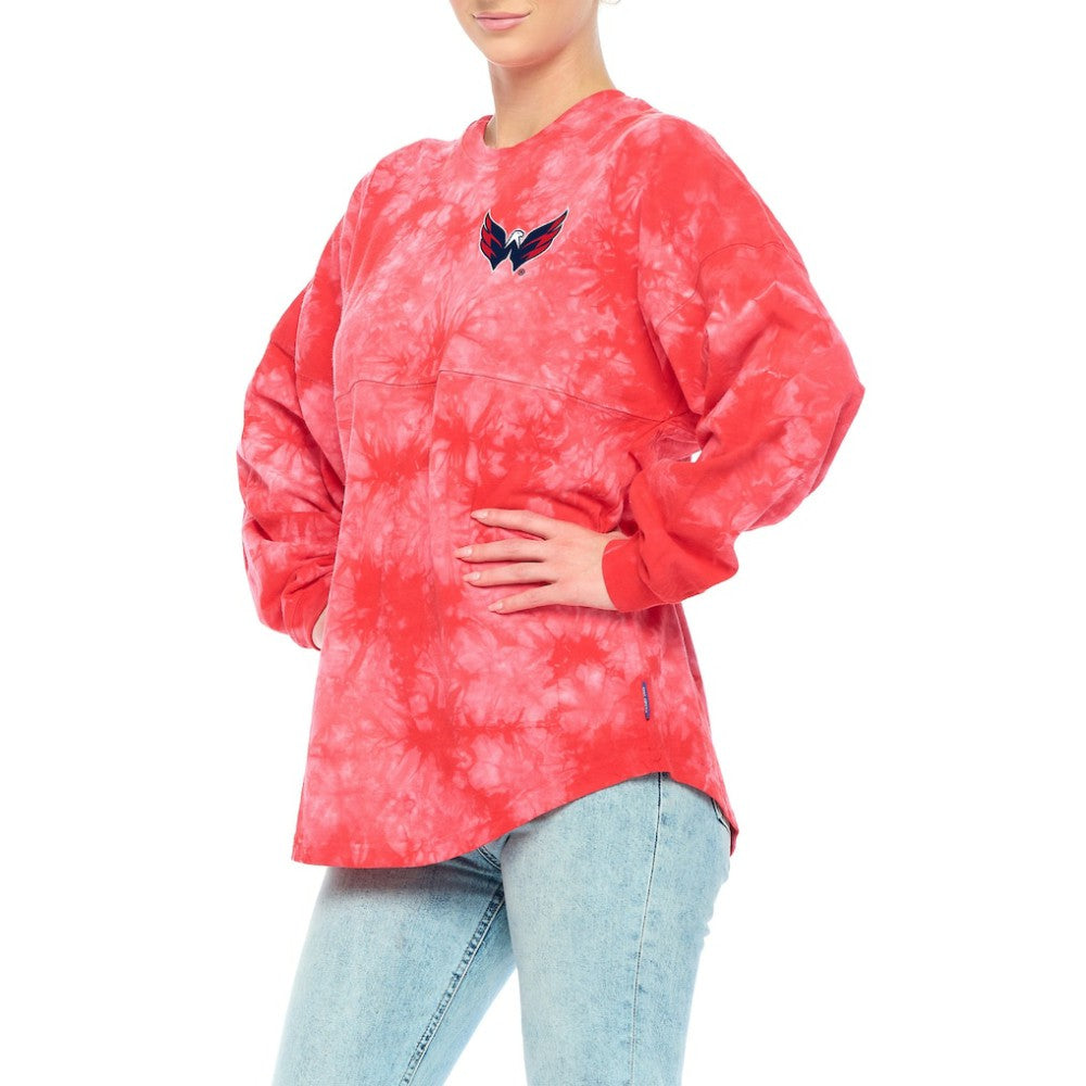 NHL Red Washington Capitals Fanatics Women's Crystal-Dye Long Sleeve T-Shirt