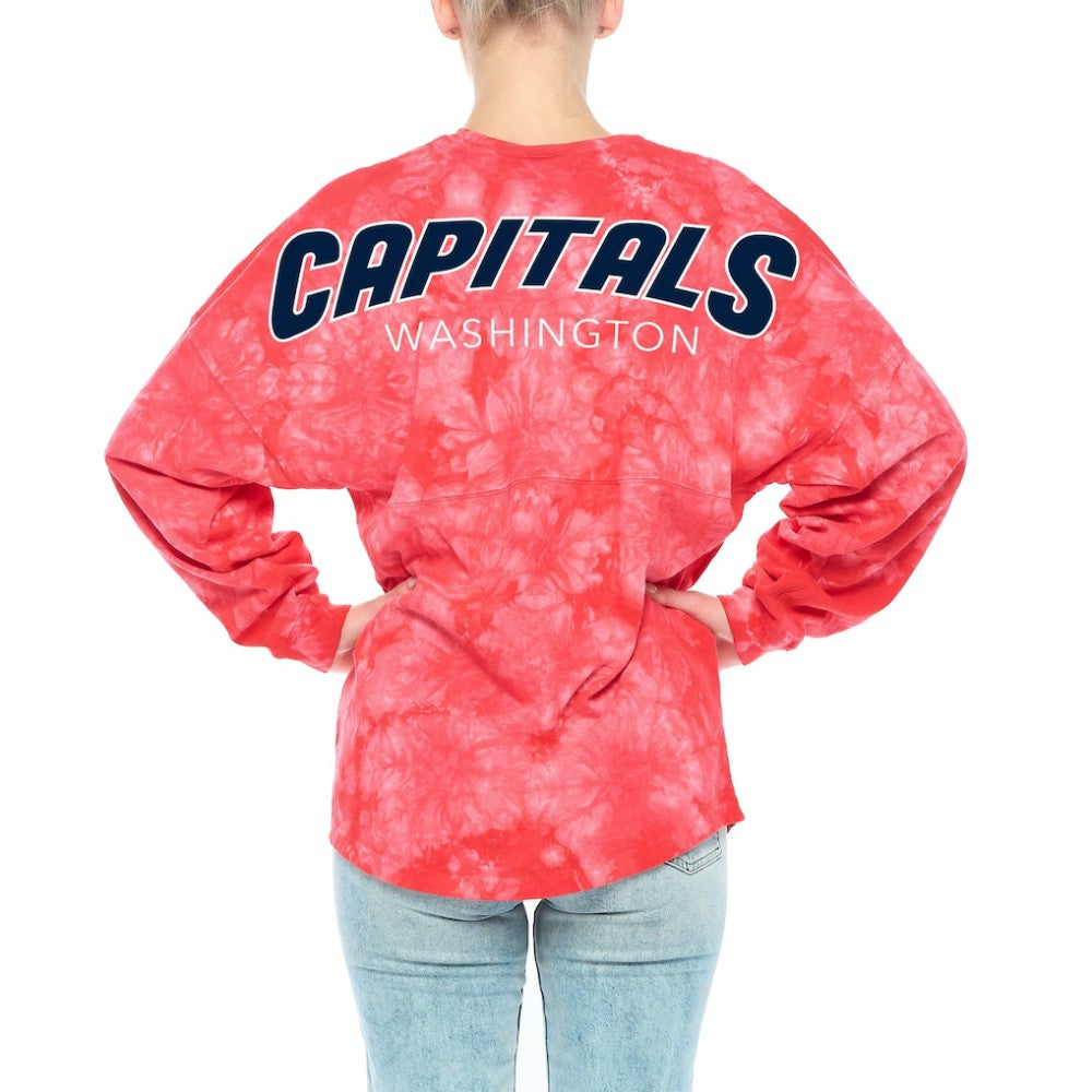 NHL Red Washington Capitals Fanatics Women's Crystal-Dye Long Sleeve T-Shirt