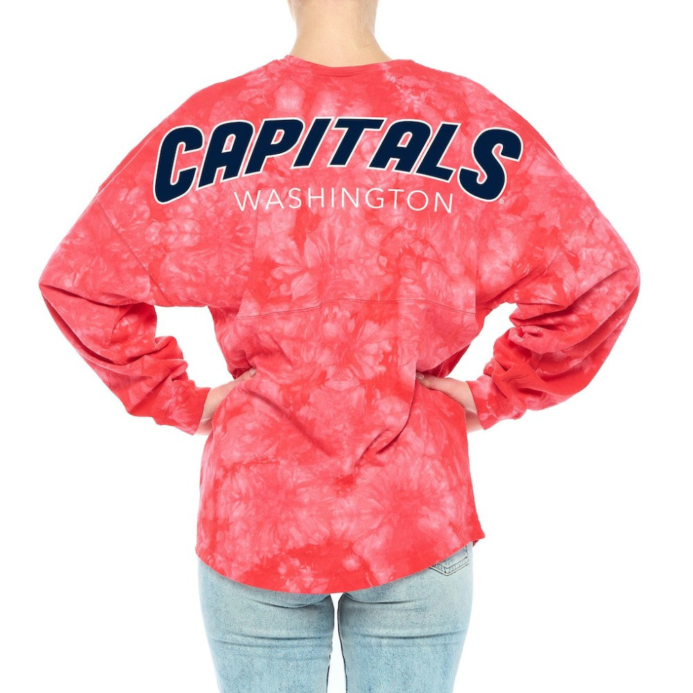 NHL Red Washington Capitals Fanatics Women's Crystal-Dye Long Sleeve T-Shirt