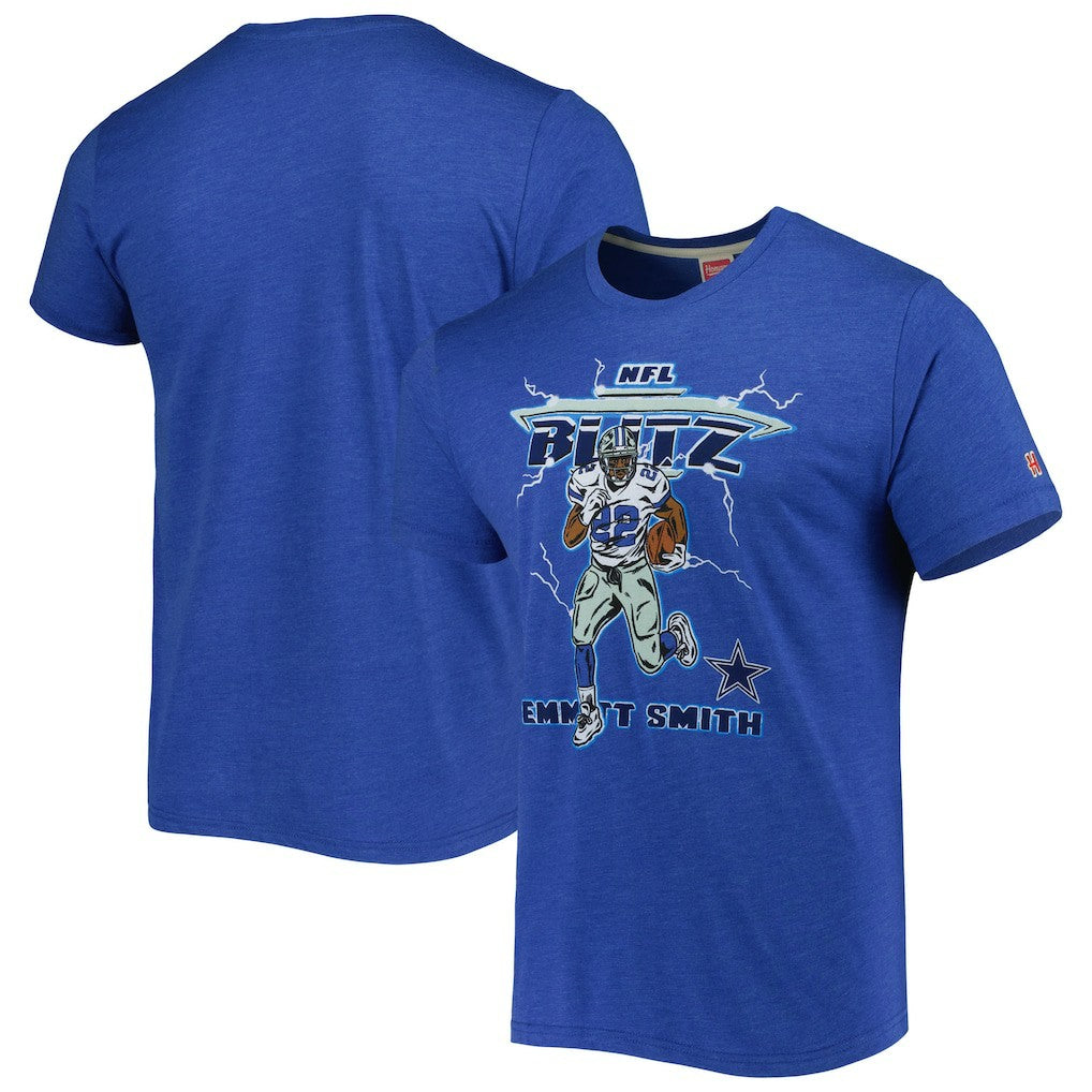 Emmitt Smith  Homage Unisex NFL Blitz Retired Player Tri-Blend T-Shirt - Dallas Cowboys