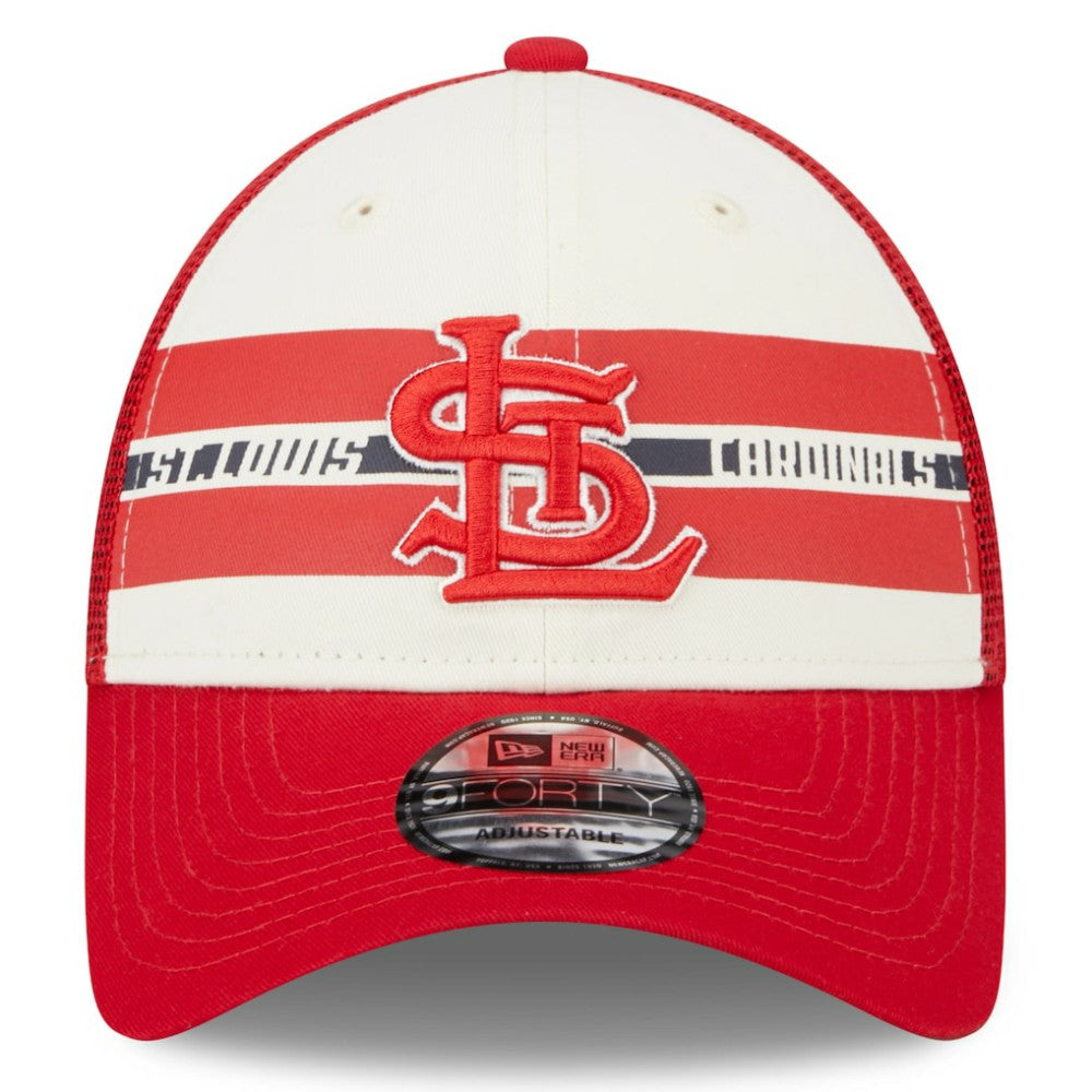 MLB St. Louis Cardinals New Era Team Stripe Trucker 9FORTY Snapback Hat