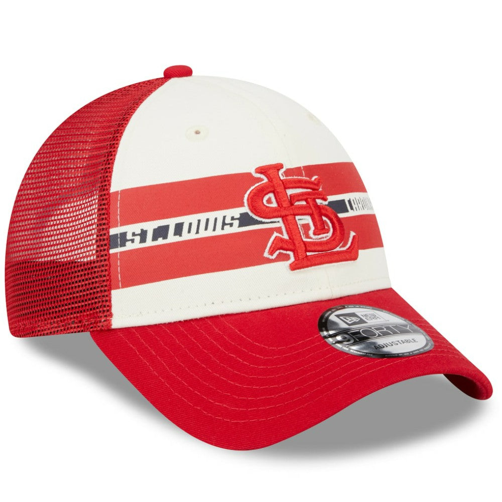 MLB St. Louis Cardinals New Era Team Stripe Trucker 9FORTY Snapback Hat
