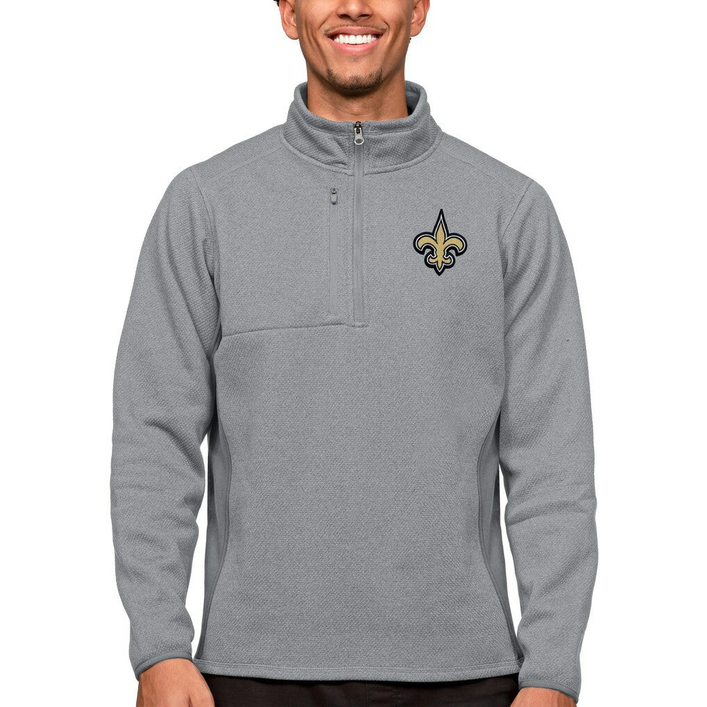 Antigua Course Quarter-Zip Pullover Top - New Orleans Saints