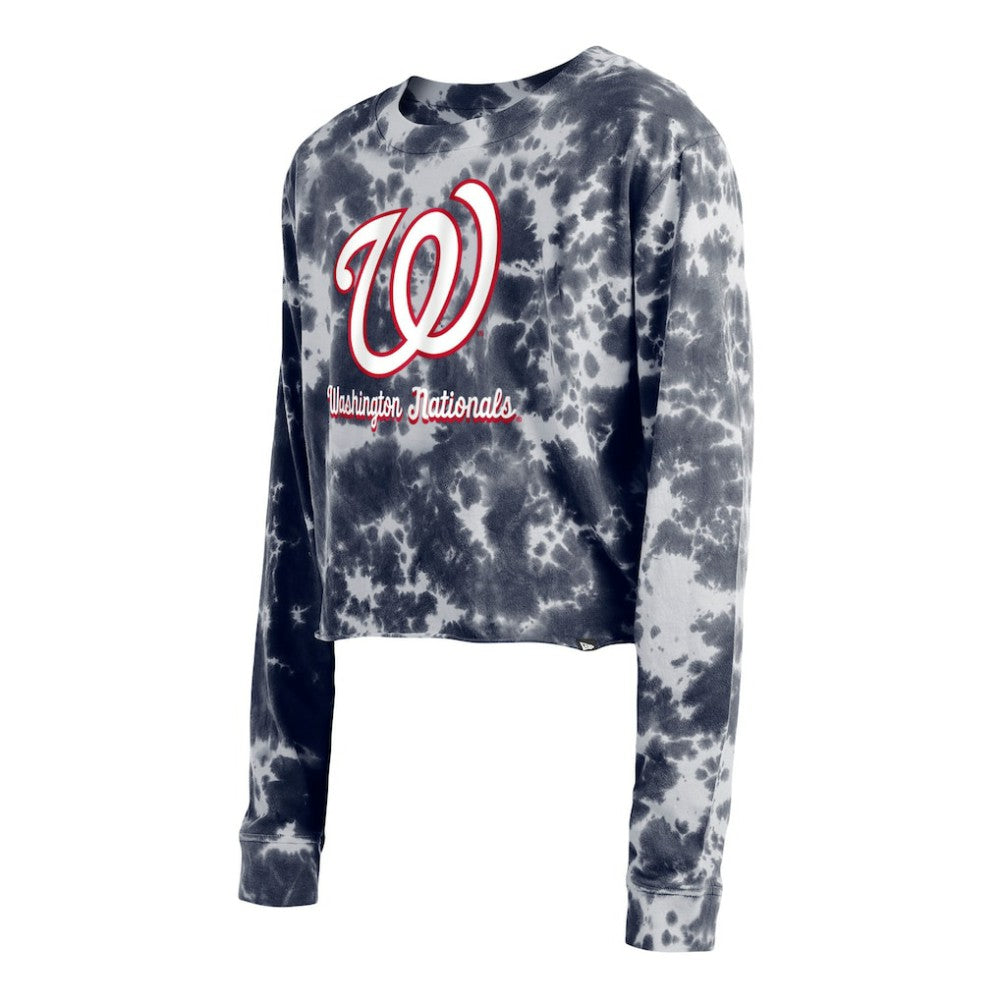 MLB Washington Nationals New Era Women's Tie-Dye Cropped Long Sleeve T-Shirt