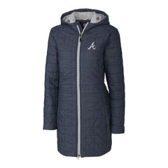 MLB Atlanta Braves Cutter & Buck Women's Rainier Primaloft Eco Full-Zip Hoodie Long Coat