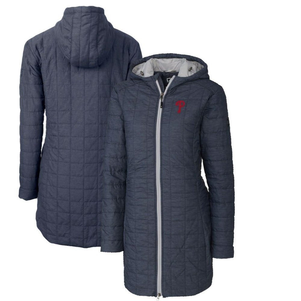 MLB Philadelphia Phillies Cutter & Buck Women's Rainier Primaloft Eco Full-Zip Hoodie Long Coat
