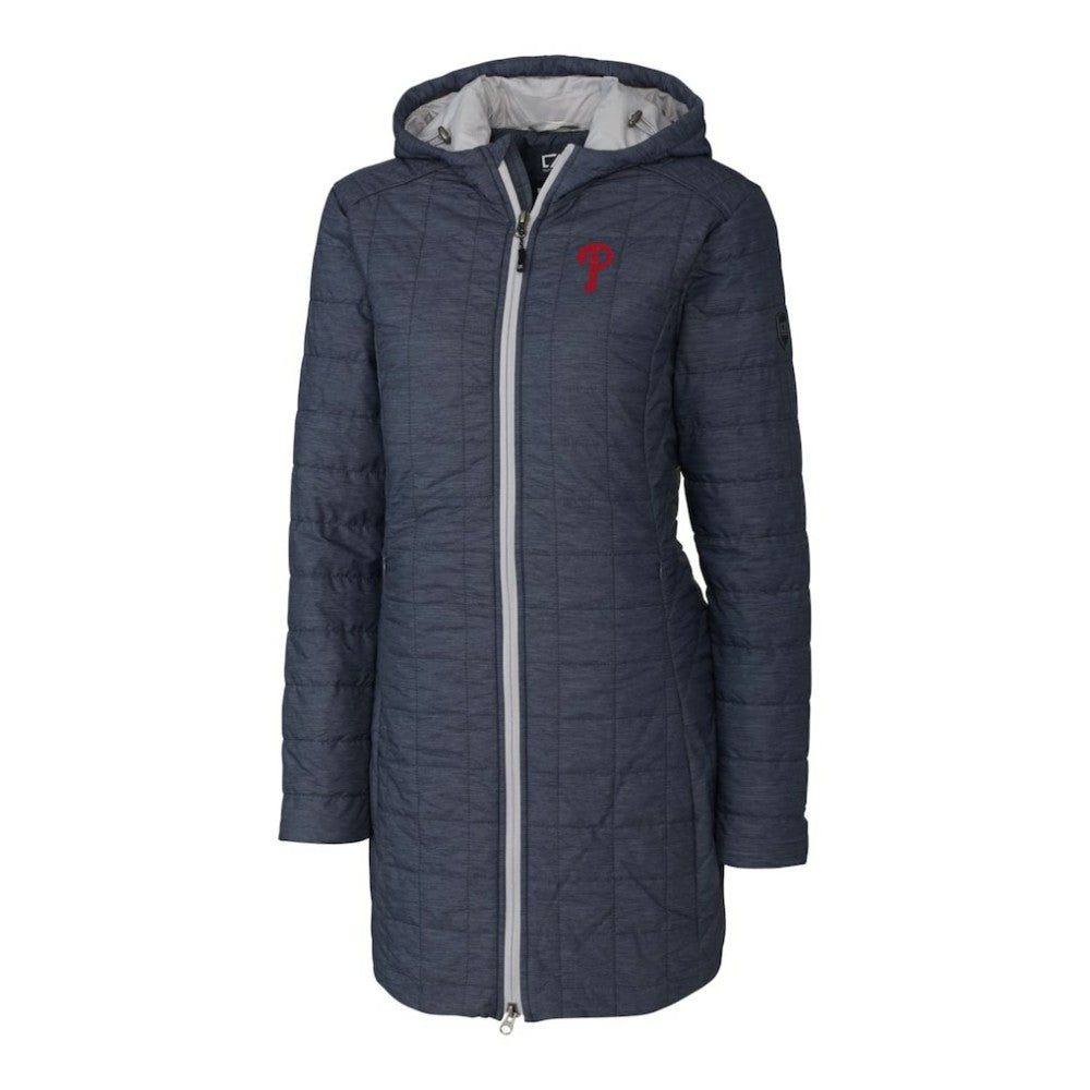 MLB Philadelphia Phillies Cutter & Buck Women's Rainier Primaloft Eco Full-Zip Hoodie Long Coat