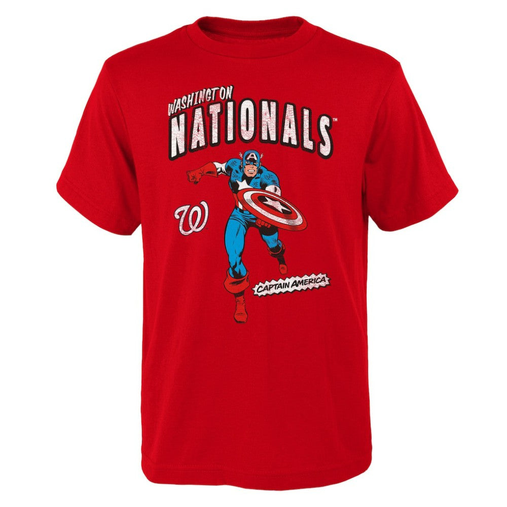 MLB Washington Nationals Youth Team Captain America Marvel T-Shirt