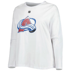 NHL White Colorado Avalanche Profile Women's Plus Size Distressed Printed Name & Number Long Sleeve T-Shirt