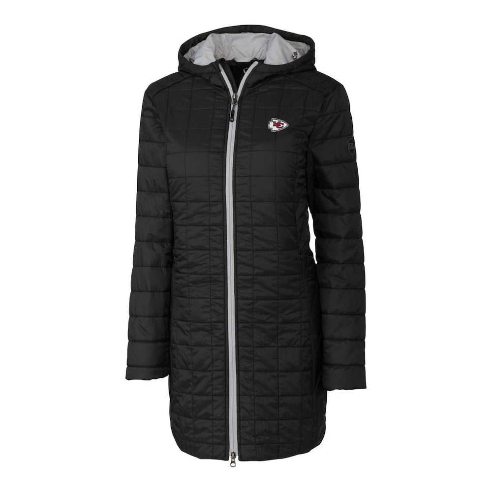 Cutter & Buck Women's Rainier Primaloft Eco Hooded Long Lightweight Coat - Kansas City Chiefs