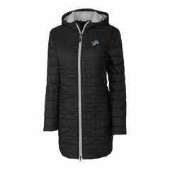 Cutter & Buck Women's Rainier Primaloft Eco Hooded Long Lightweight Coat - Detroit Lions