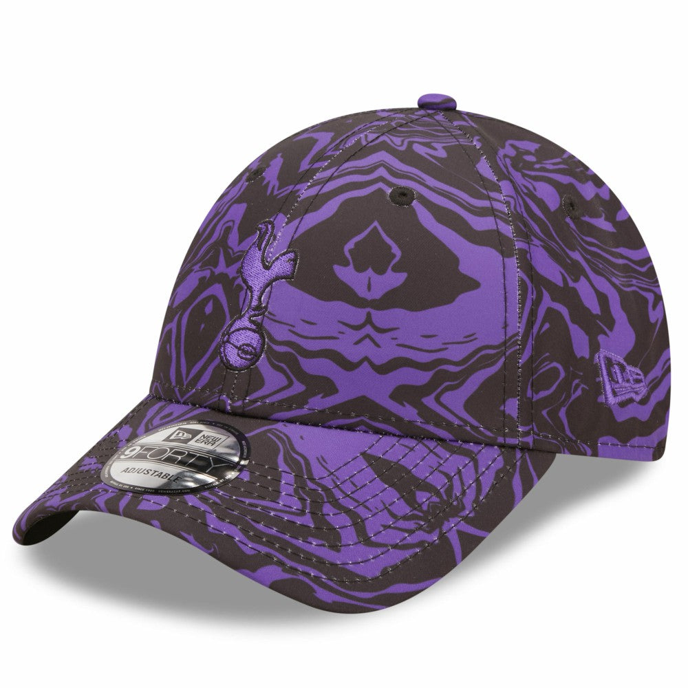 Tottenham Hotspur New Era Allover Print 9FORTY Adjustable Hat - New Era Black/Purple