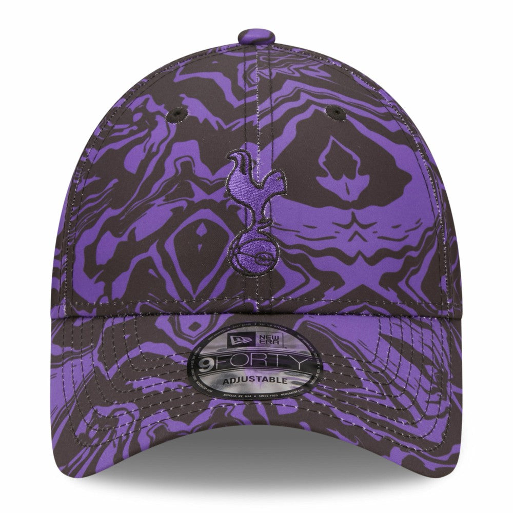 Tottenham Hotspur New Era Allover Print 9FORTY Adjustable Hat - New Era Black/Purple