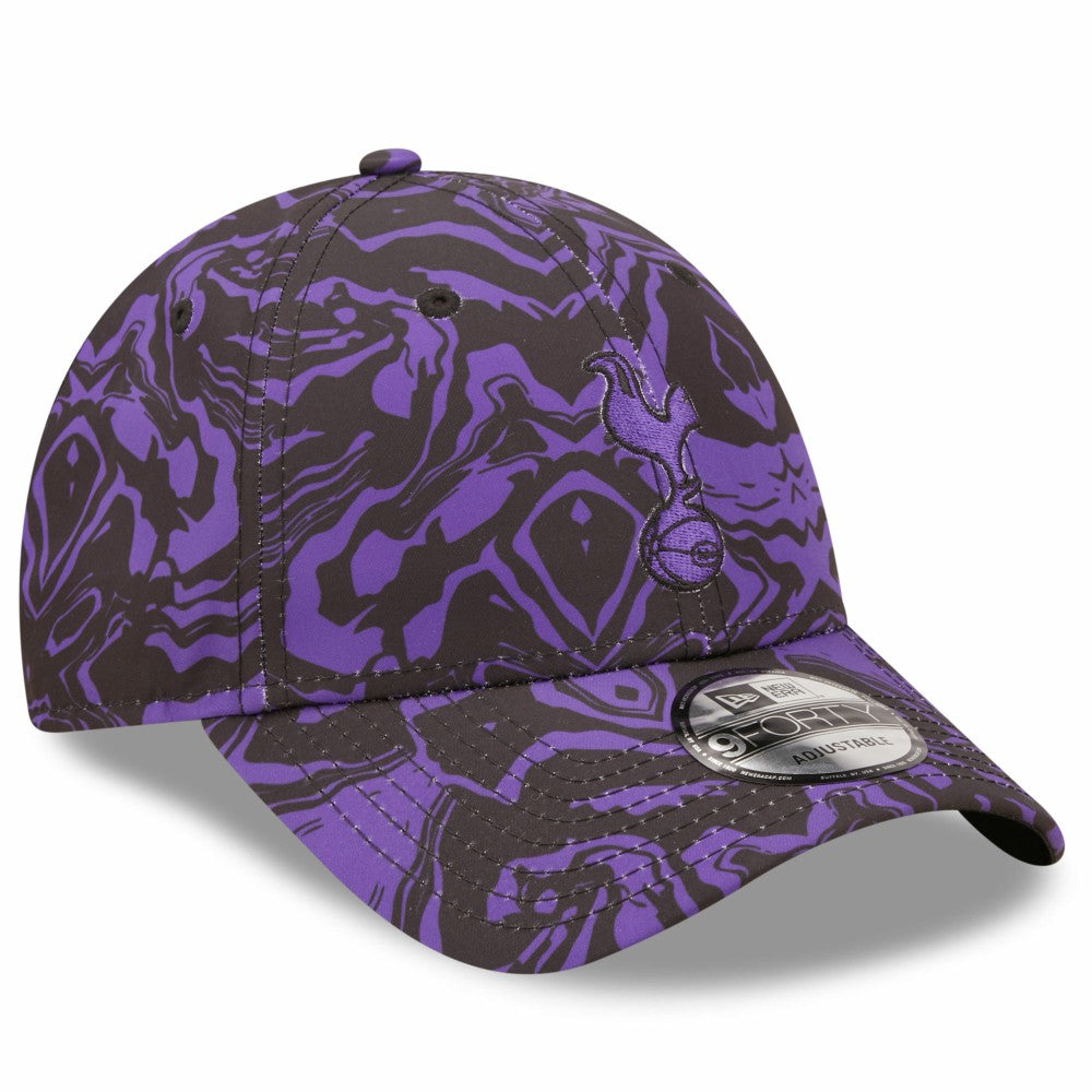 Tottenham Hotspur New Era Allover Print 9FORTY Adjustable Hat - New Era Black/Purple