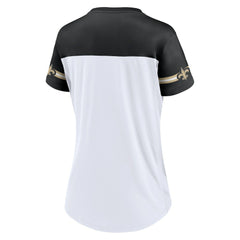 Women's Dueling Slant V-Neck Lace-Up T-Shirt - New Orleans Saints