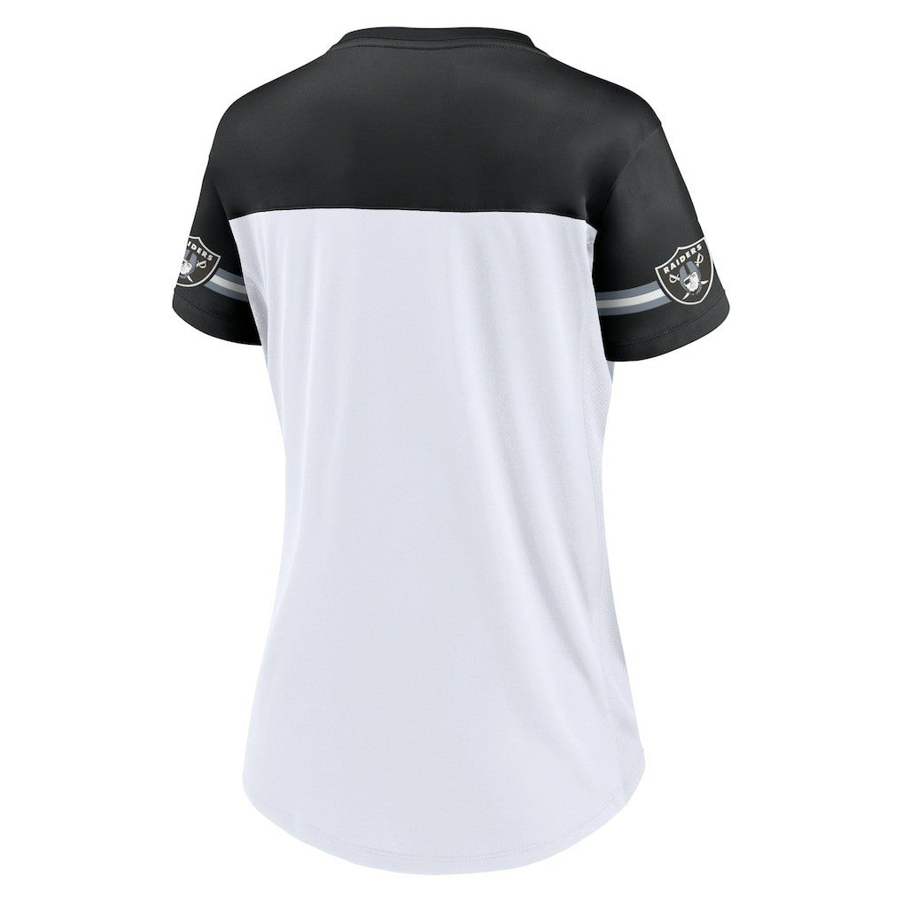 Women's Dueling Slant V-Neck Lace-Up T-Shirt - Las Vegas Raiders