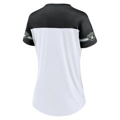 Women's Dueling Slant V-Neck Lace-Up T-Shirt - Las Vegas Raiders