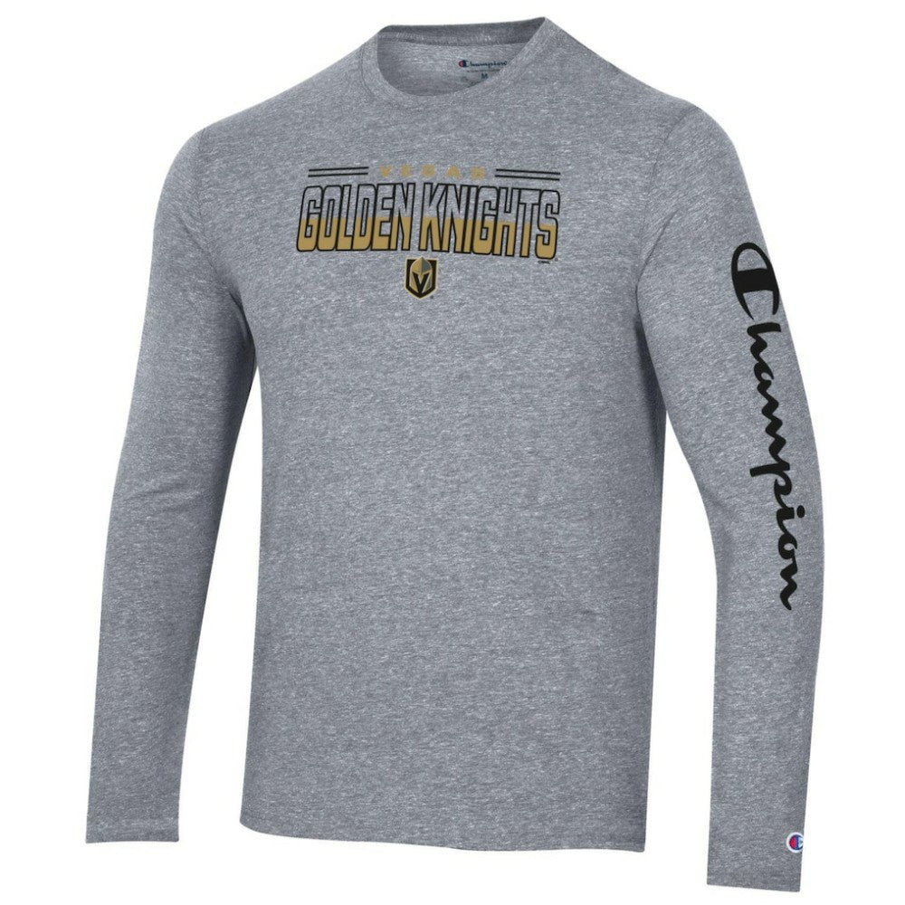 NHL Heather Gray Vegas Golden Knights Champion Tri-Blend Long Sleeve T-Shirt