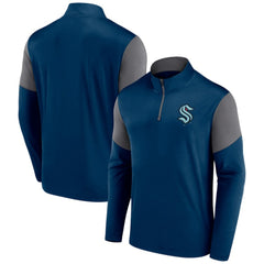 NHL Deep Sea Blue Seattle Kraken Fanatics Logo Quarter-Zip Top