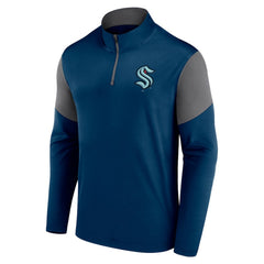 NHL Deep Sea Blue Seattle Kraken Fanatics Logo Quarter-Zip Top