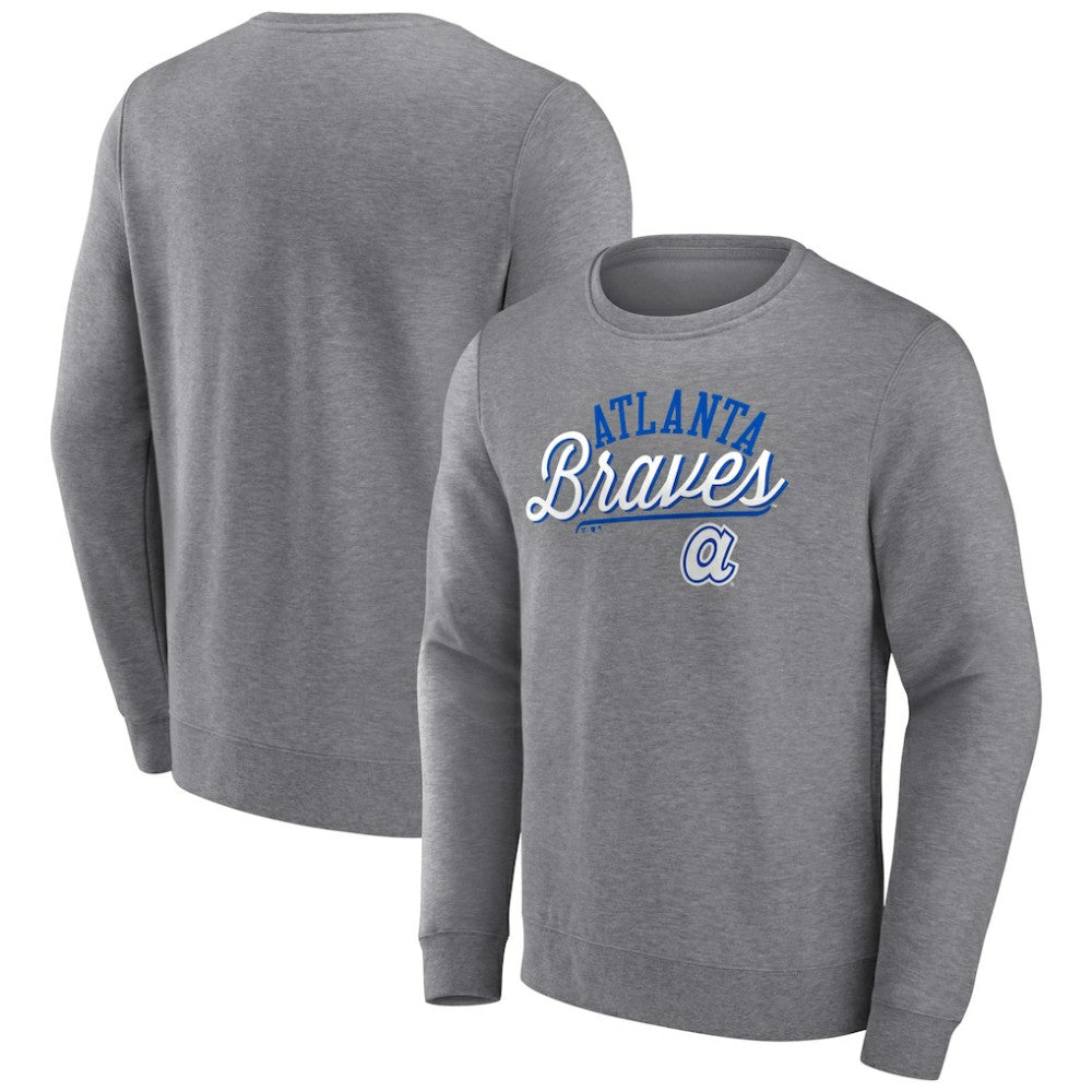 MLB Atlanta Braves Heather Gray Fanatics Simplicity Pullover Sweatshirt