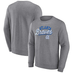 MLB Atlanta Braves Heather Gray Fanatics Simplicity Pullover Sweatshirt