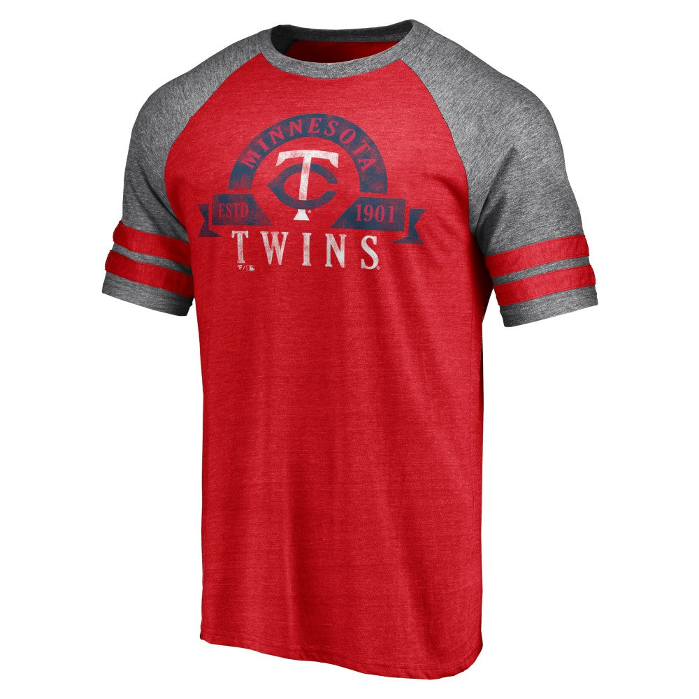 MLB Minnesota Twins Fanatics Utility Two-Stripe Raglan Tri-Blend T-Shirt
