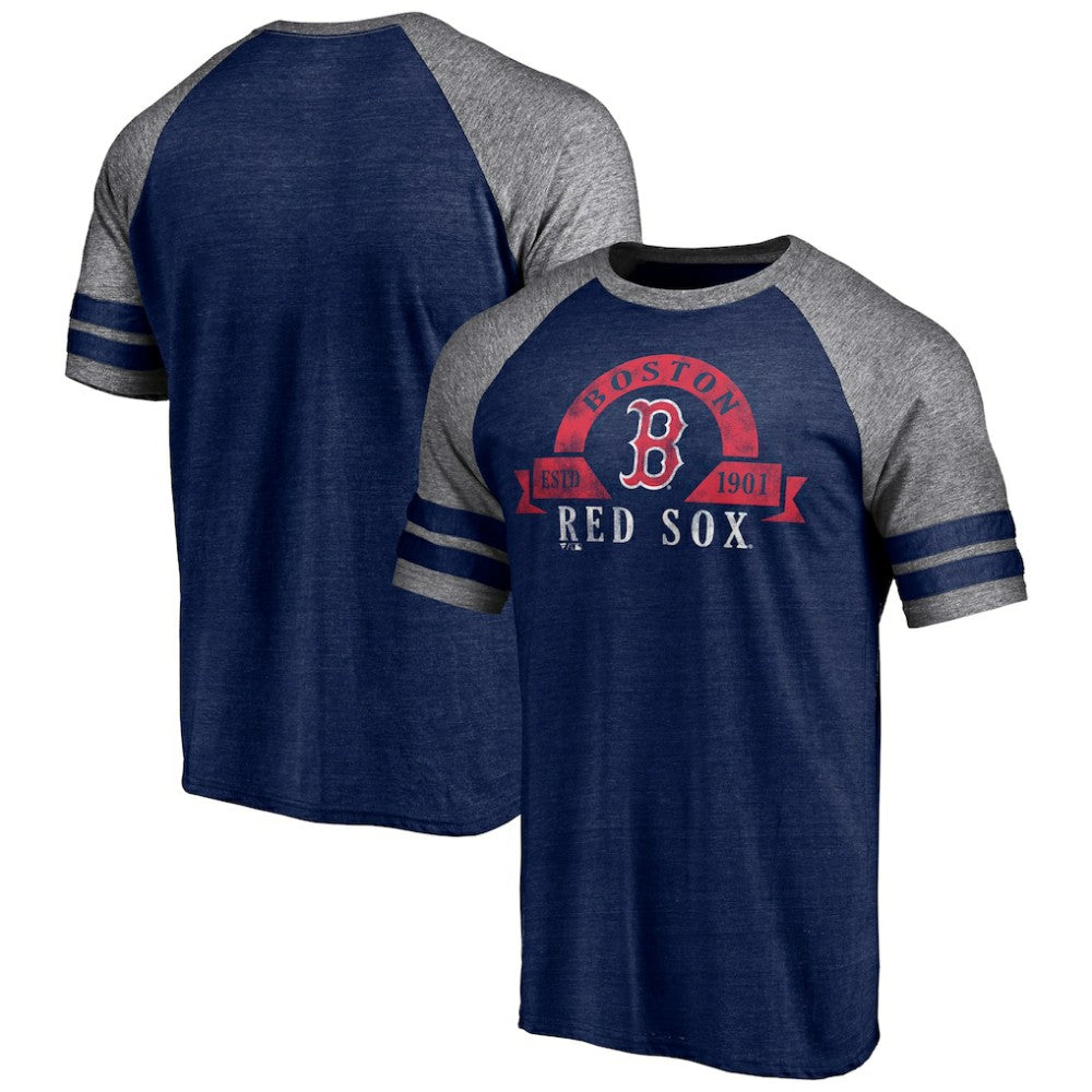 MLB Boston Red Sox Fanatics Utility Two-Stripe Raglan Tri-Blend T-Shirt