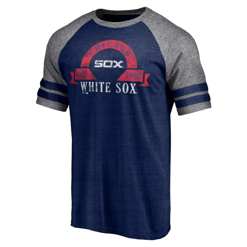 MLB Chicago White Sox Fanatics Utility Two-Stripe Raglan Tri-Blend T-Shirt