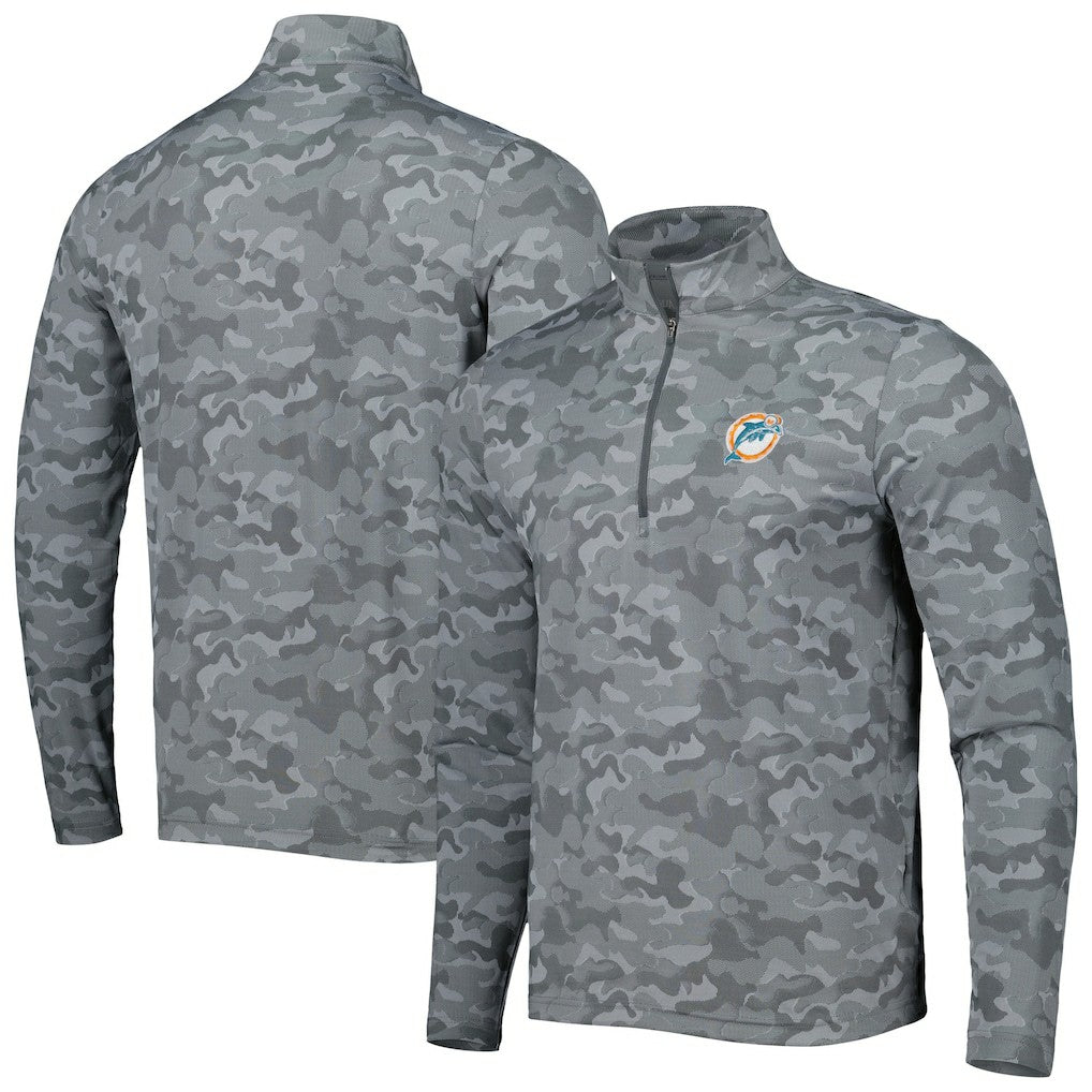 Antigua Brigade Throwback Quarter-Zip Top - Miami Dolphins