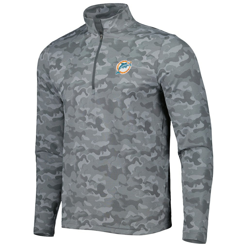 Antigua Brigade Throwback Quarter-Zip Top - Miami Dolphins