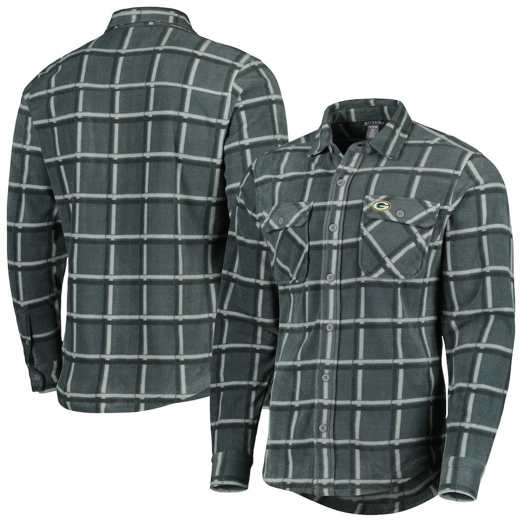 Antigua Industry Flannel Button-Up Shirt Jacket - Green Bay Packers