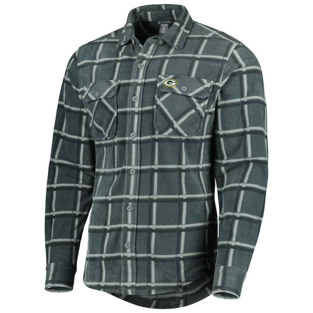 Antigua Industry Flannel Button-Up Shirt Jacket - Green Bay Packers